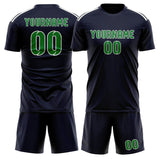 Custom Navy Emerald Green Soccer Set