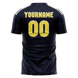 Custom Navy Light Yellow Soccer Jersey