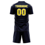 Custom Navy Light Yellow Soccer Set
