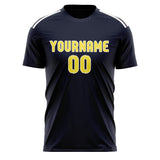 Custom Navy Light Yellow Soccer Jersey