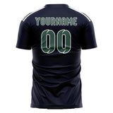 Custom Navy Blue Green Soccer Jersey