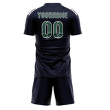 Custom Navy Blue Green Soccer Set