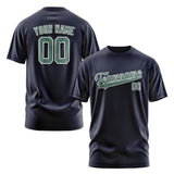Custom Navy Blue Green T-Shirt