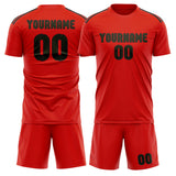 Custom Orange Red Olive Soccer Set