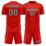 Custom Orange Red Gray Soccer Set