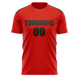 Custom Orange Red Dark Green Soccer Jersey
