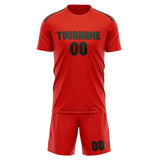 Custom Orange Red Dark Green Soccer Set