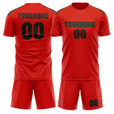 Custom Orange Red Dark Green Soccer Set