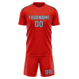 Custom Orange Red Light Blue Soccer Set
