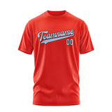 Custom Orange Red Light Blue T-Shirt