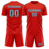 Custom Orange Red Light Blue Soccer Set