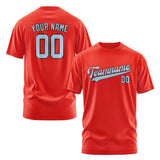 Custom Orange Red Light Blue T-Shirt
