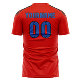 Custom Orange Red Sky Blue Soccer Jersey