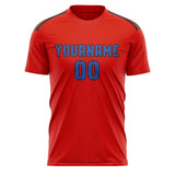 Custom Orange Red Sky Blue Soccer Jersey