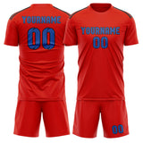 Custom Orange Red Sky Blue Soccer Set
