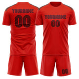 Custom Orange Red Crimson Red Soccer Set