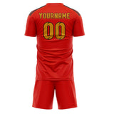 Custom Orange Red Yellow Soccer Set