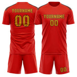 Custom Orange Red Yellow Soccer Set
