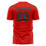 Custom Orange Red Dark Grey Soccer Jersey