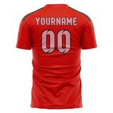 Custom Orange Red Light Pink Soccer Jersey