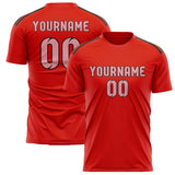 Custom Orange Red Light Pink Soccer Jersey