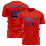 Custom Orange Red Light Purple Soccer Jersey
