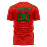 Custom Orange Red Emerald Green Soccer Jersey