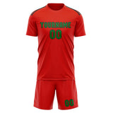 Custom Orange Red Emerald Green Soccer Set