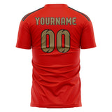 Custom Orange Red Light Khaki Soccer Jersey