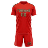 Custom Orange Red Light Khaki Soccer Set