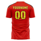 Custom Orange Red Light Yellow Soccer Jersey