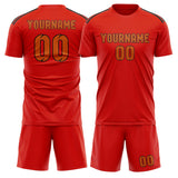 Custom Orange Red Orange Soccer Set