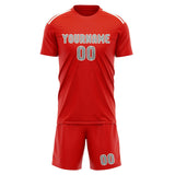 Custom Orange Red Gray Soccer Set