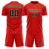 Custom Orange Red Dark Green Soccer Set