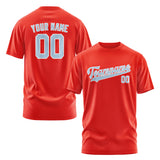 Custom Orange Red Light Blue T-Shirt