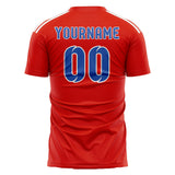 Custom Orange Red Sky Blue Soccer Jersey