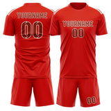 Custom Orange Red Coral Red Soccer Set