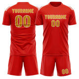 Custom Orange Red Yellow Soccer Set