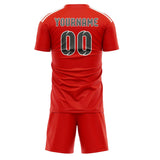 Custom Orange Red Dark Grey Soccer Set
