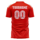Custom Orange Red Light Pink Soccer Jersey