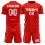 Custom Orange Red Light Pink Soccer Set