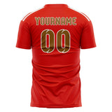 Custom Orange Red Khaki Soccer Jersey
