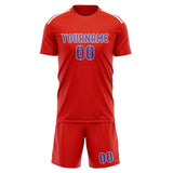 Custom Orange Red Light Purple Soccer Set