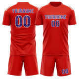 Custom Orange Red Light Purple Soccer Set