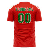 Custom Orange Red Emerald Green Soccer Jersey