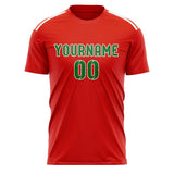 Custom Orange Red Emerald Green Soccer Jersey