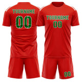 Custom Orange Red Emerald Green Soccer Set