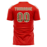 Custom Orange Red Light Khaki Soccer Jersey