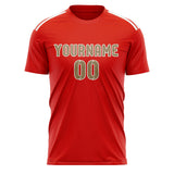 Custom Orange Red Light Khaki Soccer Jersey