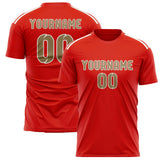 Custom Orange Red Light Khaki Soccer Jersey